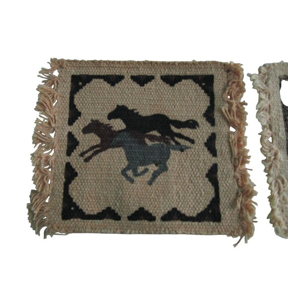 Vintage Southwest Woven Cotton Mug Rug Coasters El Paso Saddle Blanket Co GUC - Picture 4 of 16